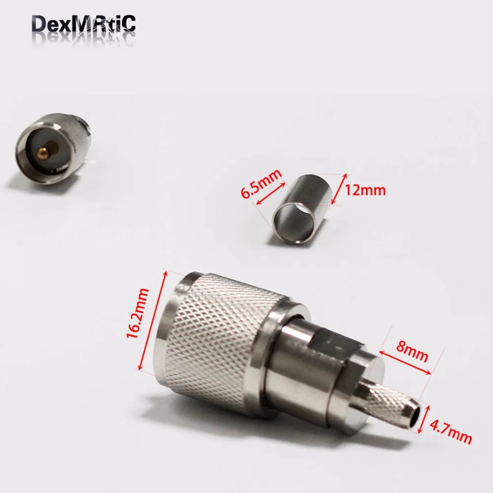 1pc  New UHF Male Plug Connector Crimp  With  For RG58,RG142,RG400,LMR195  Long Straight  Nickelplated  Wholesale