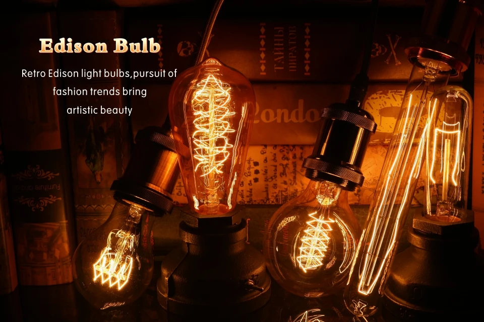 Edison Glühbirne E27 220V 40W ST64 A19 G80 G95 T10 T45 T185 Retro Filament Glühlampulle Birne Vintage Edison Lampen – Detail 1