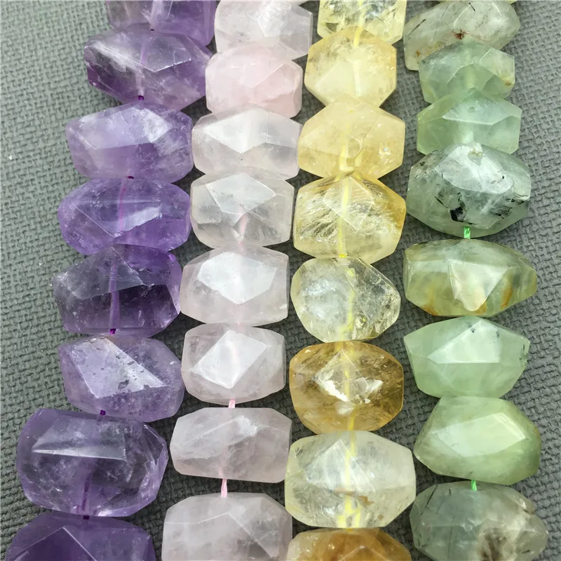 Faceted Crystal Quartz Druzy Nugget Beads,Natural Amethysts\\Rose Pink Quartz\\Citrines\\Fluorite Cut Gems Stone Space Beads MY559