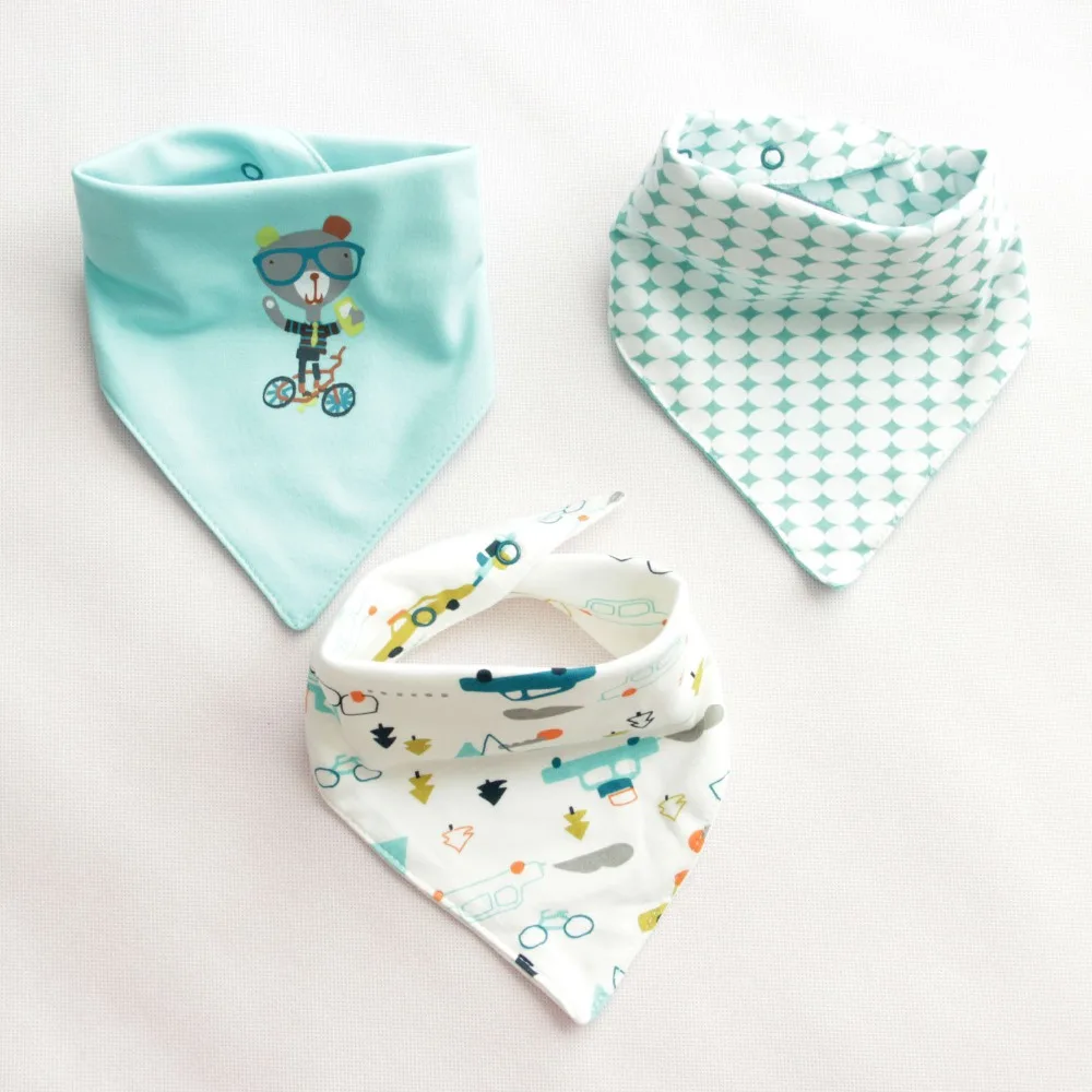 

3pcs Baby Bibs Cute Cartoon Baby Scarf Bib Slabbetjes 0-6 Year Burp Cloth Double Cotton Bibs Waterproof Unisex Newborn Bib