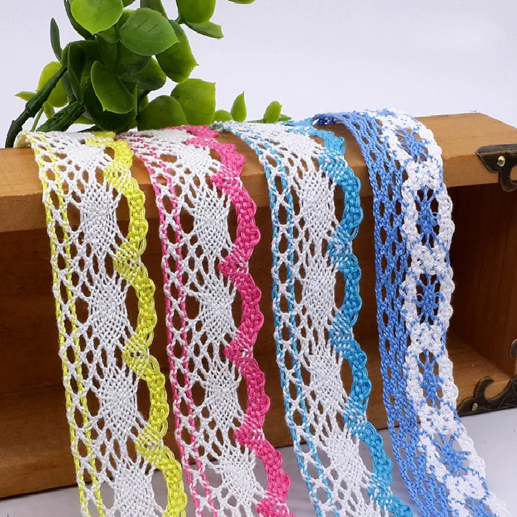 Hot Sale 25mm (1 Meter/lot) Cotton Crocheted Lace Ribbons Apparel Sewing Fabric Material DIY Handmade Clothing Accessories Belt