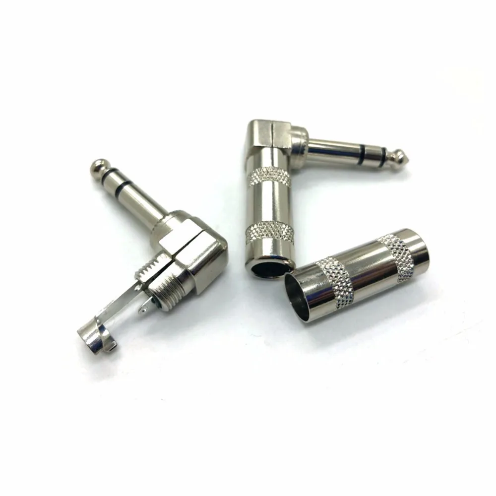 จัดส่งฟรีHaldane 4ชิ้น/ล็อต6.35มม.1/4นิ้วTRSสเตอริโอ3ขั้วแจ็คมุมขวา90เสียบปลั๊กไมโครโฟนaudio Connector