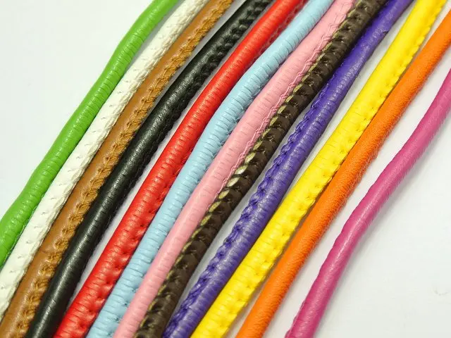 10 meter diy material PU Leather Chain 4MM bracelet necklace cord Stitched Round Soft Synthetic  String Jewelry Cord