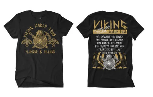 Viking World Tour T shirt Men Viking Warriors Odin 100% cotton casual gift tee USA Size