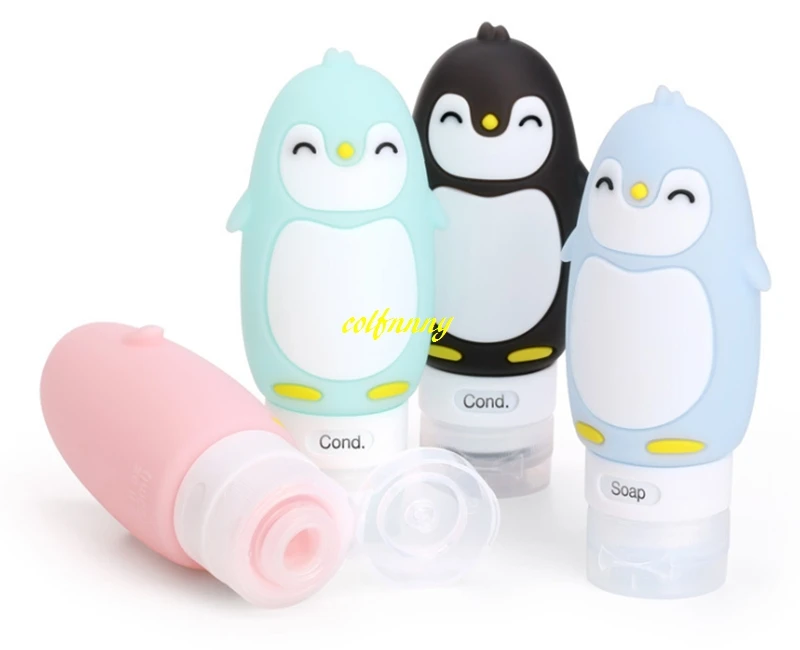 500pcs/lot 90ml Penguin Empty Silicone Travel Packing Press Bottle For Lotion Shampoo Bath Container Portable Bottle