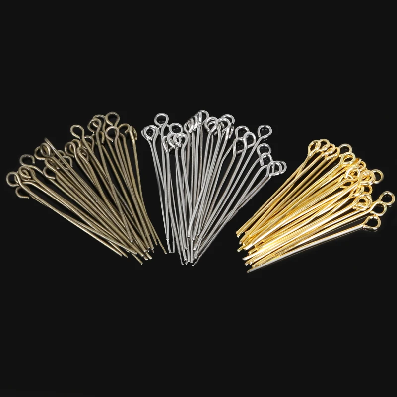 380pcs Gold Rhodium Eye Head Pins 30 mm Eye Pins Findings For Diy Jewelry Making Jewelry Accessories Supplies