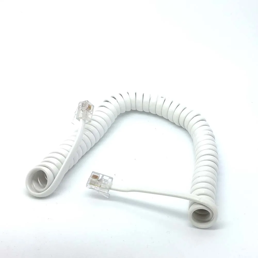 flexibles 6 Fuß 1,8 m langes RJ9-Telefonhörer-Verlängerungskabel, schwarz, weiß