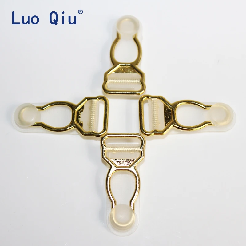 Garter clips metal clip Clothing accessories Sewing Supplies Gold Metal+Transparent PP suspender clips 100 pcs/lot 1.2cm Luo Qiu