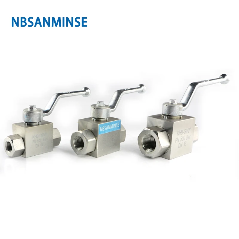 NBSANMINSE-válvula de bola hidráulica de alta presión KHB 1/8, 1/4, 3/8, 1/2, acero al carbono NPT G, válvula Manual, industria de ingenieros, válvula de encendido y apagado