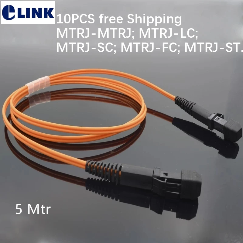 

MTRJ Patchcord 5M 10pcs MM MTRJ-LC MTRJ-FC MTRJ-SC MTRJ-ST fiber optic jumper 5mtr duplex 50/125 62.5/125um Free shipping ELINK