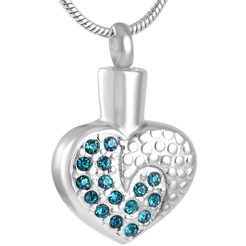 IJD9153 Hold Multi-colored  Crystal Heart Cremation Urn necklaces you can put ashes in - Engravable Memorial Jewelry For Women