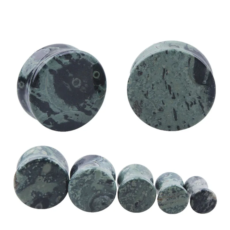 2pcs Green Eye Stone Ear Gauge Plug Ear Expander Flesh Tunnel Piercing Expander Ear Stretcher Body Piercing Jewelry 6-25mm