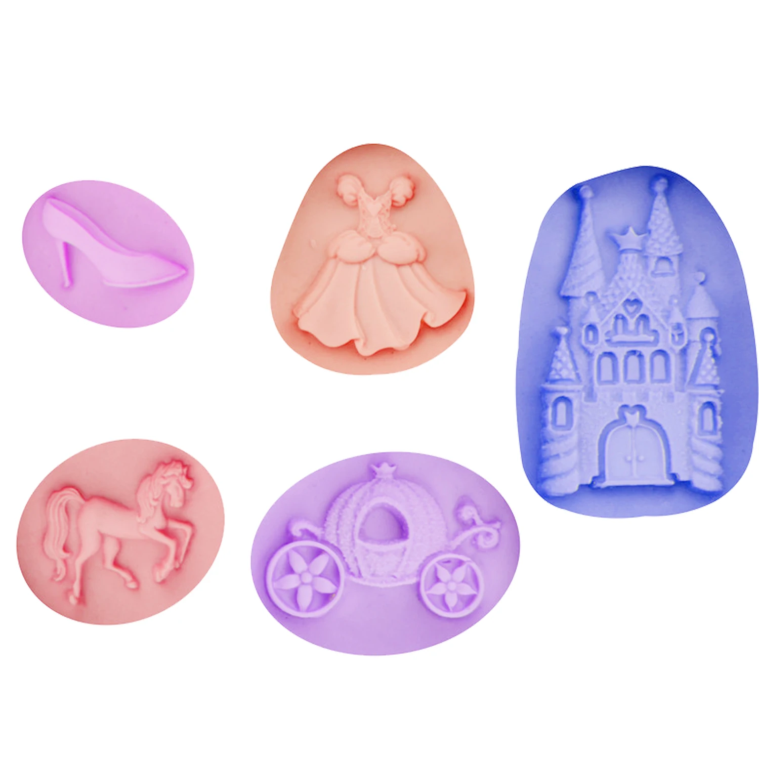 M0413 Castle/Skirt/Shoe/Horse/pumpkin car Fondant Soap 3D Cake Silicone Mold Cupcake Candy Chocolate Decoration Baking Tool