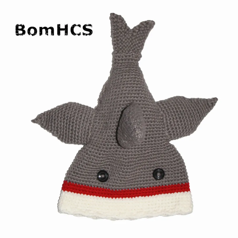 BomHCS Novetly Shark Hat 100% Handmade Knit Animal Beanie for March Party Gift