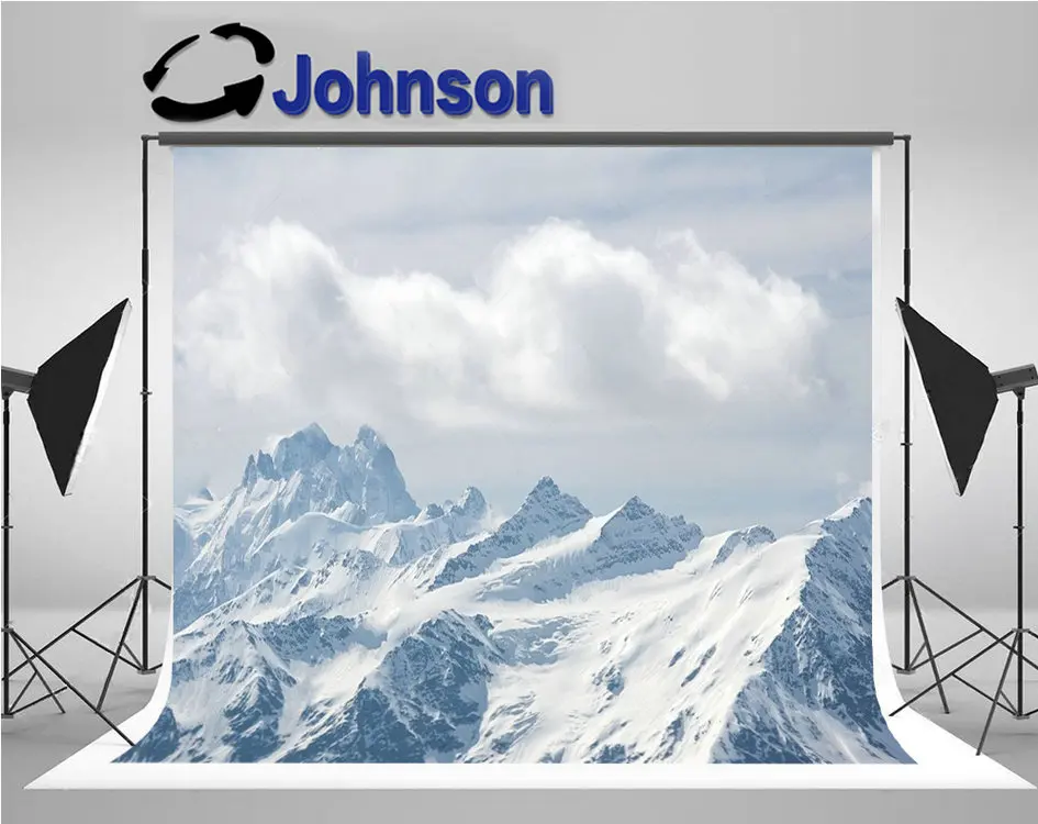 

White Mountain Snowy Cloudy Winter Sky photo backdrop High quality Computer print scenic backgrounds