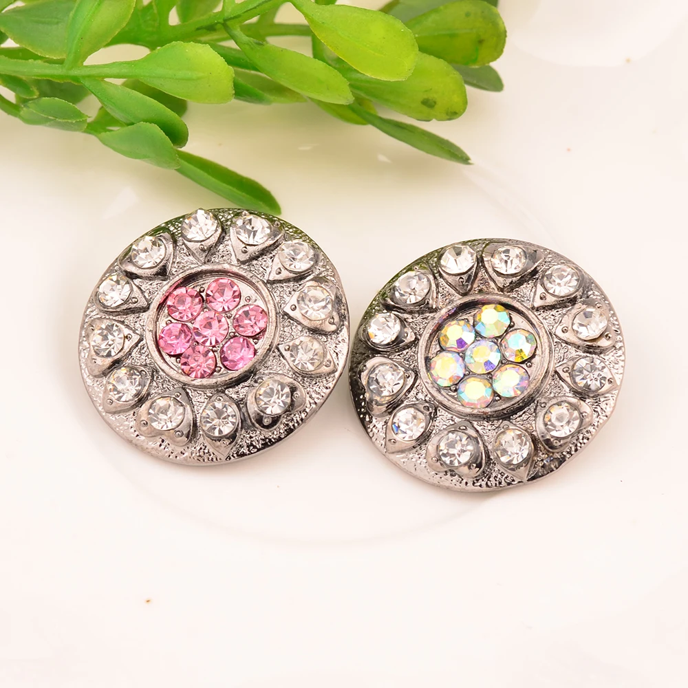 New Arrival Metal Rhinestone Buttons Shank Back 24MM 5PCS/Lot Shoe Decoration Wedding Decoration Button 5 Colors Mixed Design