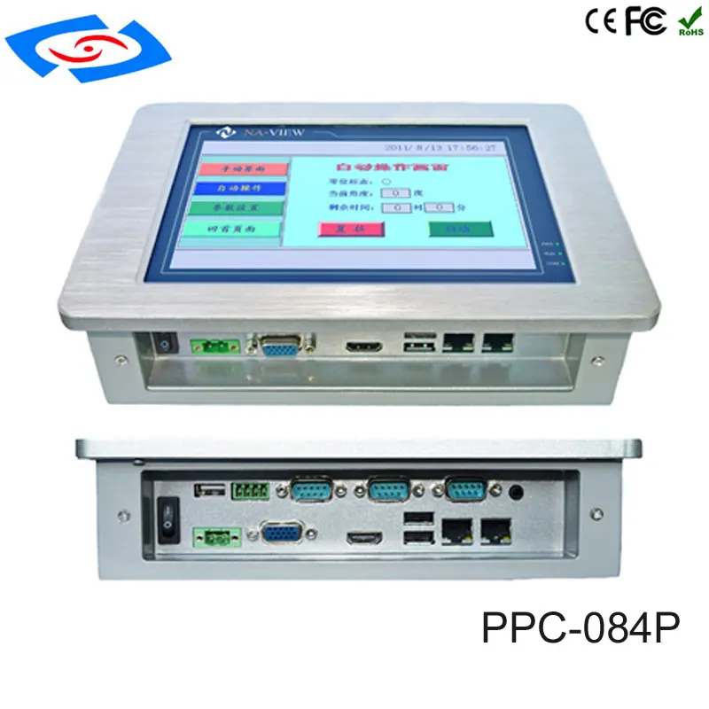 Painel pc sem ventilador embutido de alta qualidade, 8.4 polegadas, com sistema xp/win7/win8/win10/linux, suporte para modem 3g para educação escolar, mini pc