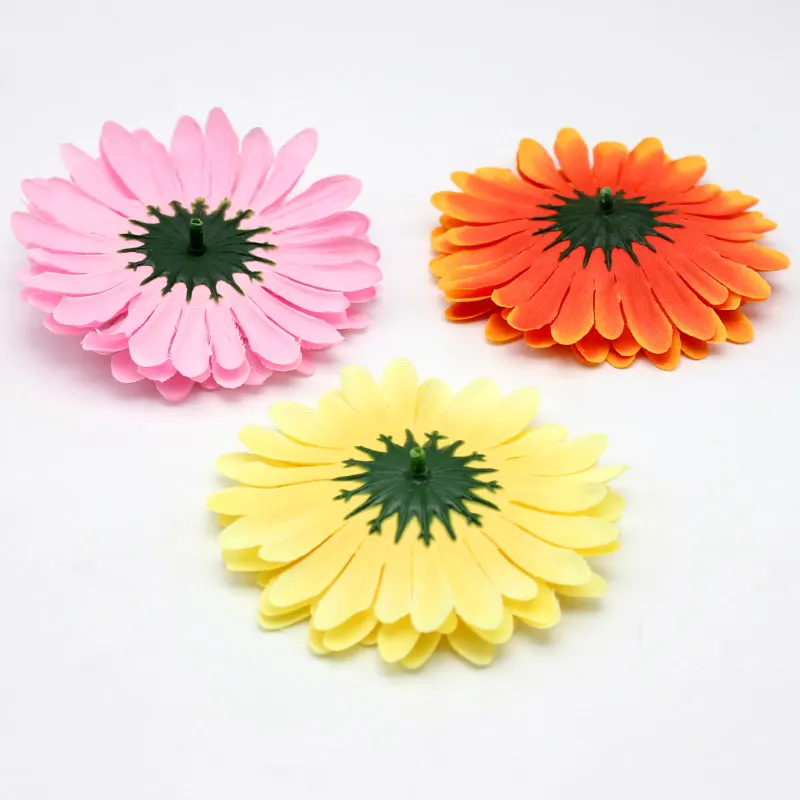5 PCS/Lot 10CM Gerbera Silk Flower Sunflower Tulip Wreath Pectoral Flower Fake Stamen A Cap Diy Gift Wreath Artificial Flower