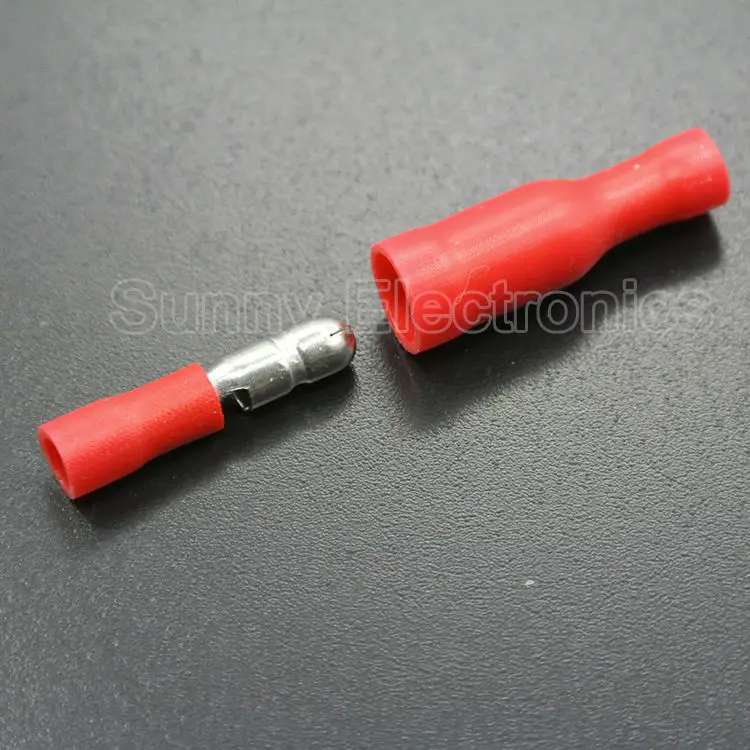 

100pcs (50set/lot) Insulated Crimp Terminals 4MM Red Insulated Female Male Bullet Butt Connector Crimp Terminals