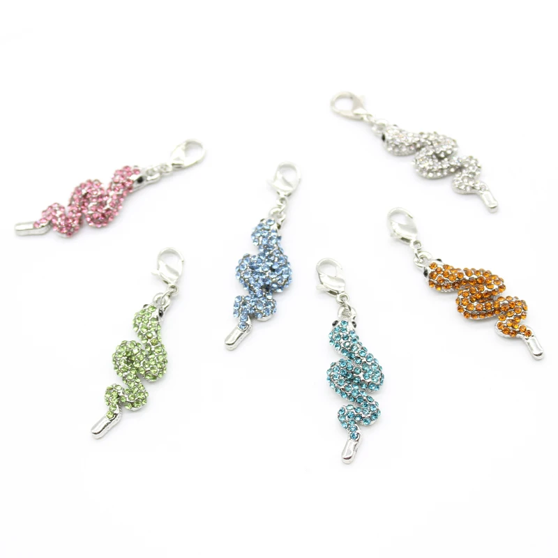 10pcs/lot Wholesale Fashion Alloy Pendant Lobster Clasp On Snake Pendants Charms Fit Chain Bracelet Jewelry Accessories