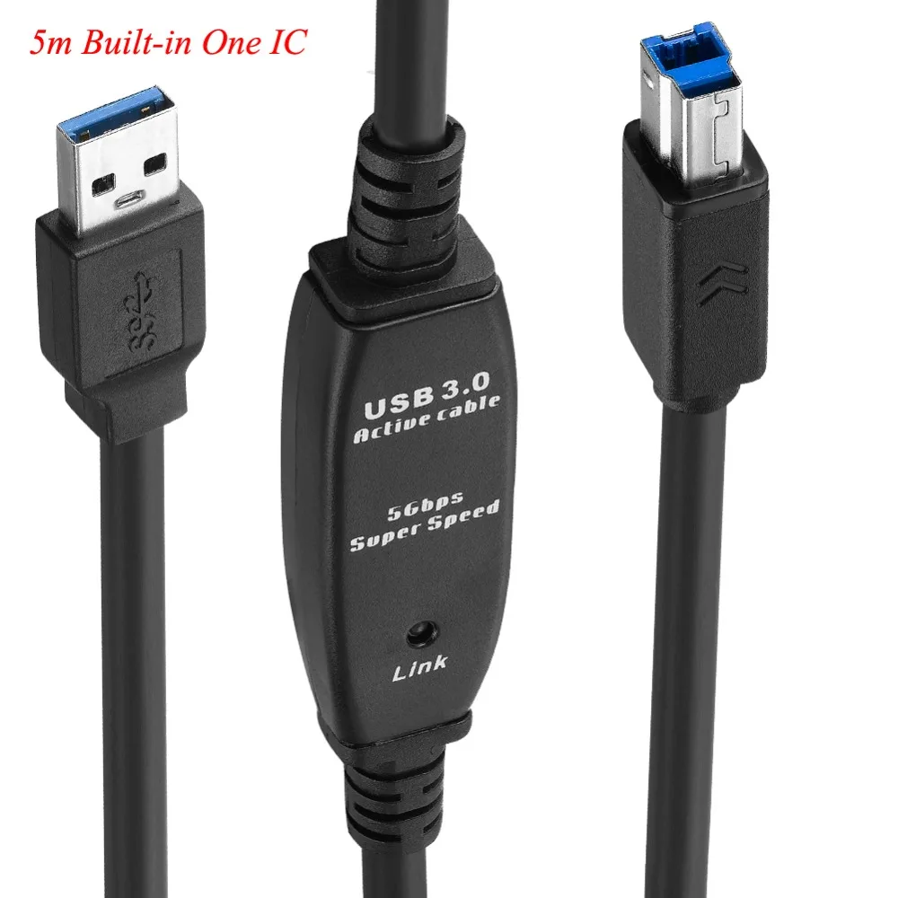 Bochara USB 3.0 kabel do drukarki wbudowany Chipset IC USB 3.0 typ A męski na USB 3.0 typ B męski OD7mm folia + pleciony ekranowany 5m 10m