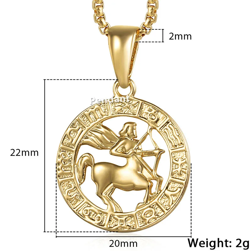 Trendsmax Sagittarius Zodiac Sign Necklace Gold Color Pendant Necklace for Women Men Unisex Fashion Chain Jewelry GP365