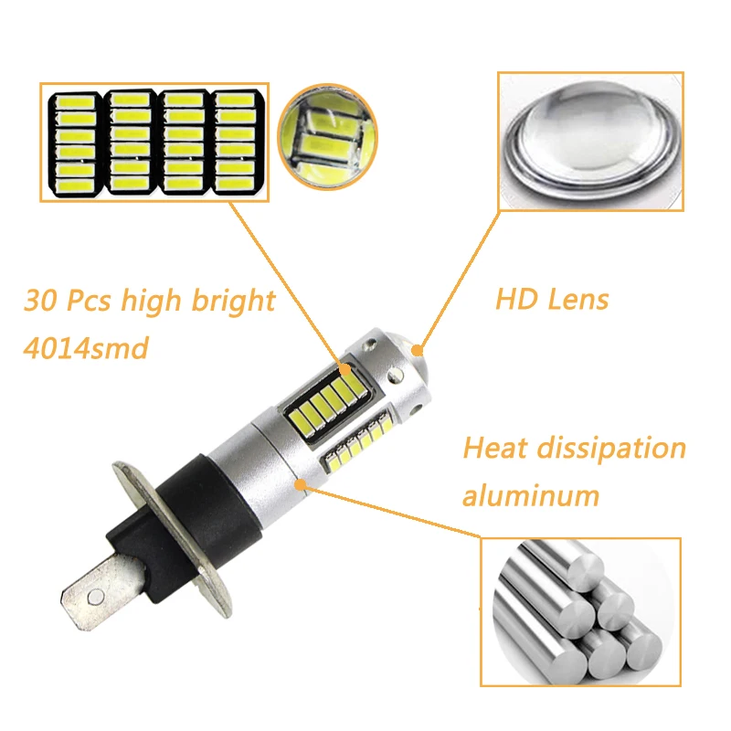 2X H1 Auto Led Mistlamp High Power Led Auto Lampen 4014 Drl Dagrijverlichting Externe Lights Dag Rijden Voertuig wit Ijsblauw