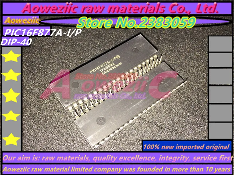 Aoweziic  2017+  100% new imported original PIC16F877A-I/P PIC16F877A  PIC16F877  DIP-40 8 bit microcontroller chip