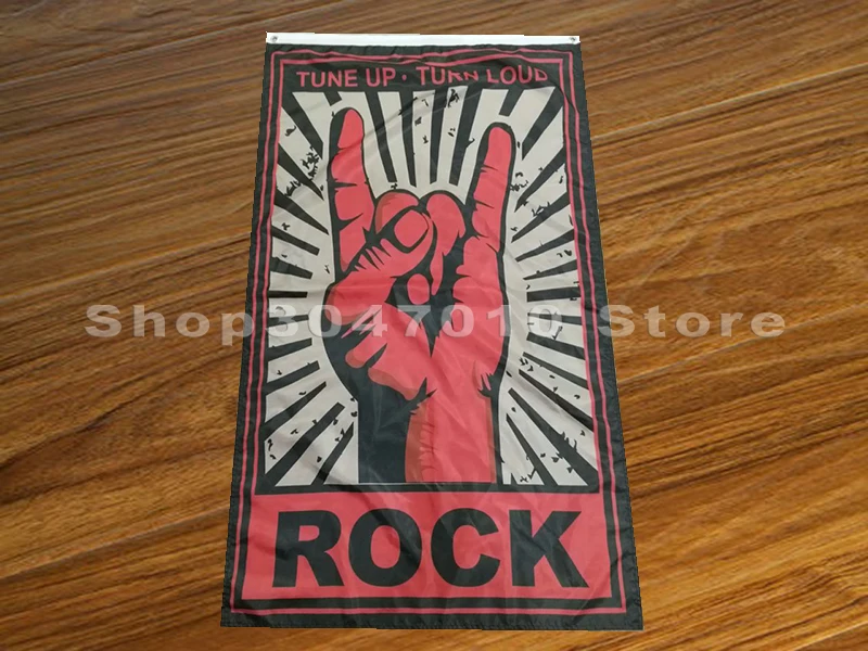 Turn up turn loud rock hand retro style posters 3x5ft decoration flags