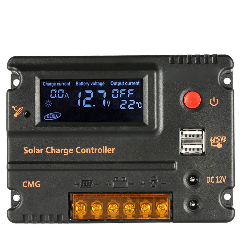 CMG12V24V20A solar controller Common negative pole LCD backlight display solar charger controller double USB5V and DC12V