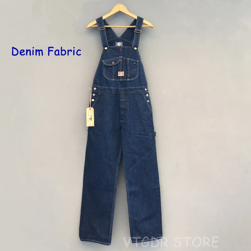 Bob Dong 40s Three-In-One Wabash Striped Overalls Vintage High Back Denim Pants 40s Retro Trousers