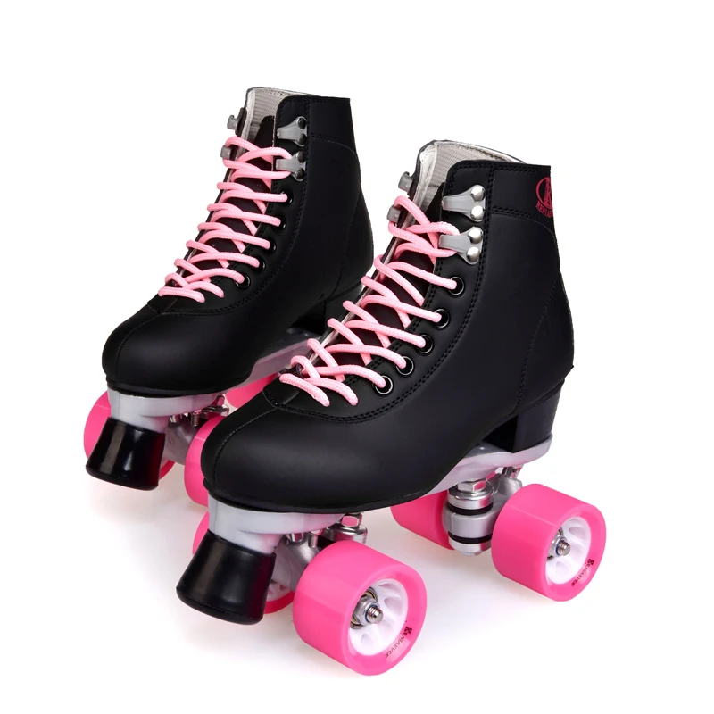 Patins de duas fileiras, 4 rodas para meninas, base de alumínio, poliuretano, rodas pu90a, preto, pu, sapatos, rosa, envio