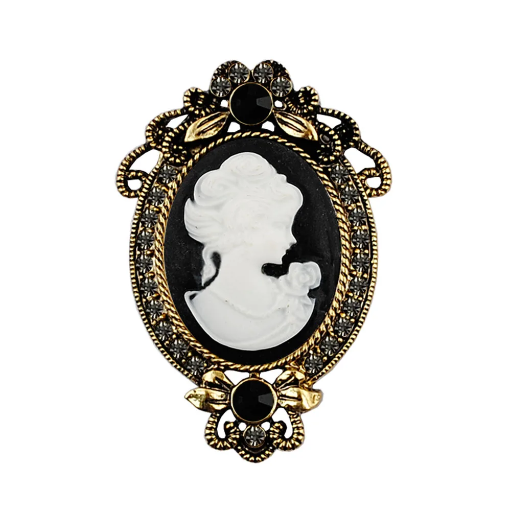 Charm Brooch European and American Vintage Jewelry Female Beauty Queen Head Gorgeous Fashion Zinc Alloy Jewelry