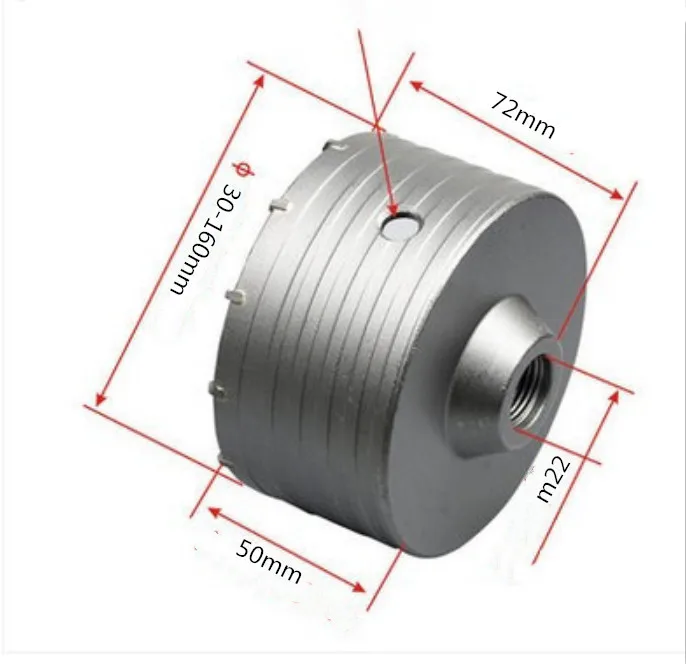 SDS PLUS 콘크리트 구멍 톱, 전기 중공 코어 드릴 비트 생크, 시멘트 석재 벽 에어컨 합금, 30-160mm, 110-530mm
