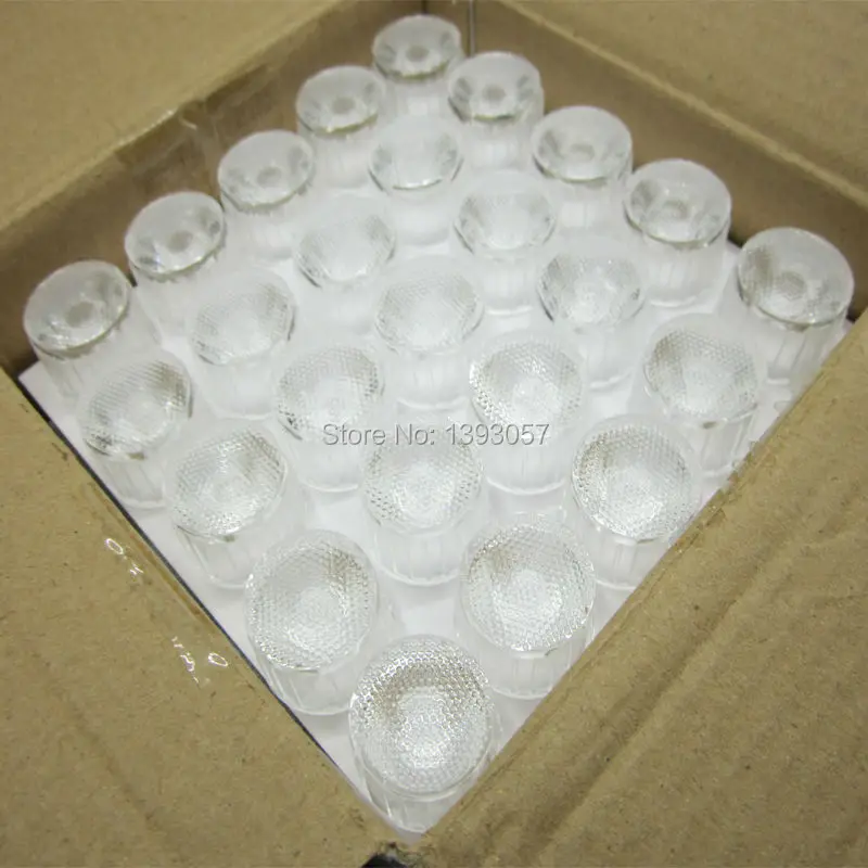 100pcs LED Waterproof Lens 15 45 60 90 Degree 1W 3W High Power LEDs Optical PMMA Lenses Holder For Wall Washer Lamp