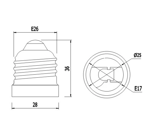 2pcs E26 to E17 adapter Standard Medium Base to Chandela Light Socket adapter E26 to E17 lamp holder converter, CE Rohs