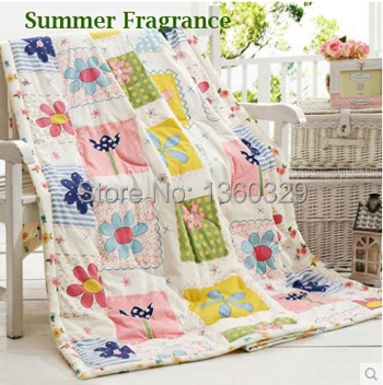 100%Cotton Cartoon Floral Adult Summer Quilt Blanket Plus Size 220*240cm Printed Textile Bedspreads Bedding Sets Freeshipping