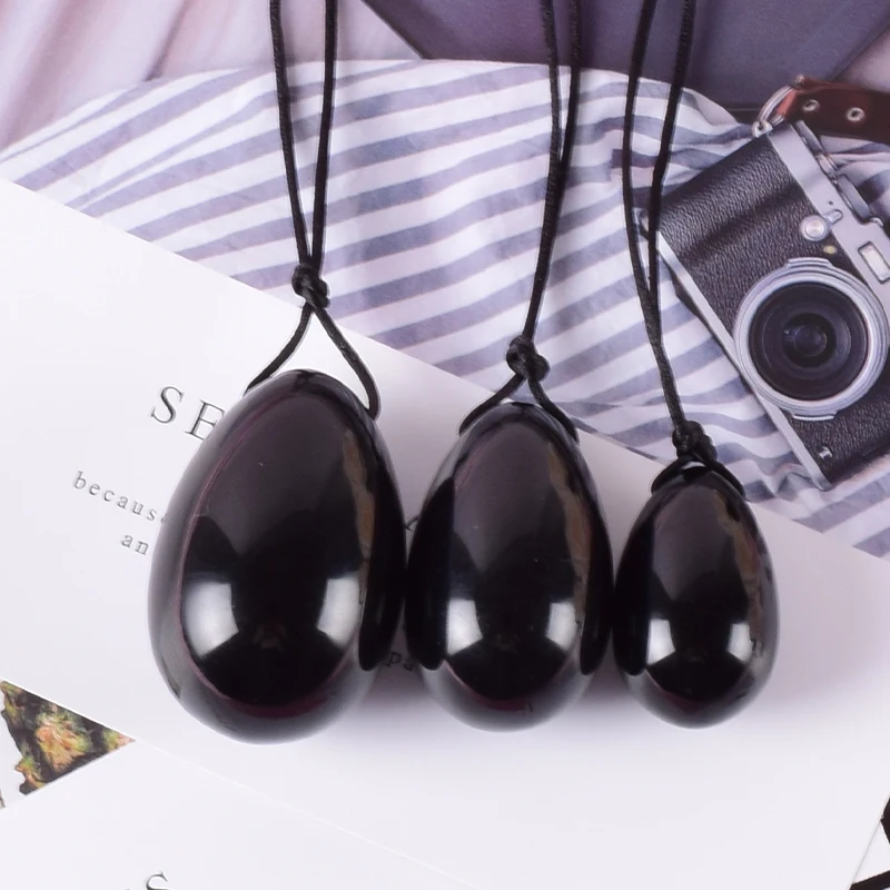 Wholesale Yoni Egg Natural Obsidian Egg Set Drill Crystal Mineral Ball Kegel Exercise Pelvic Floor Muscle Vagina For Woman