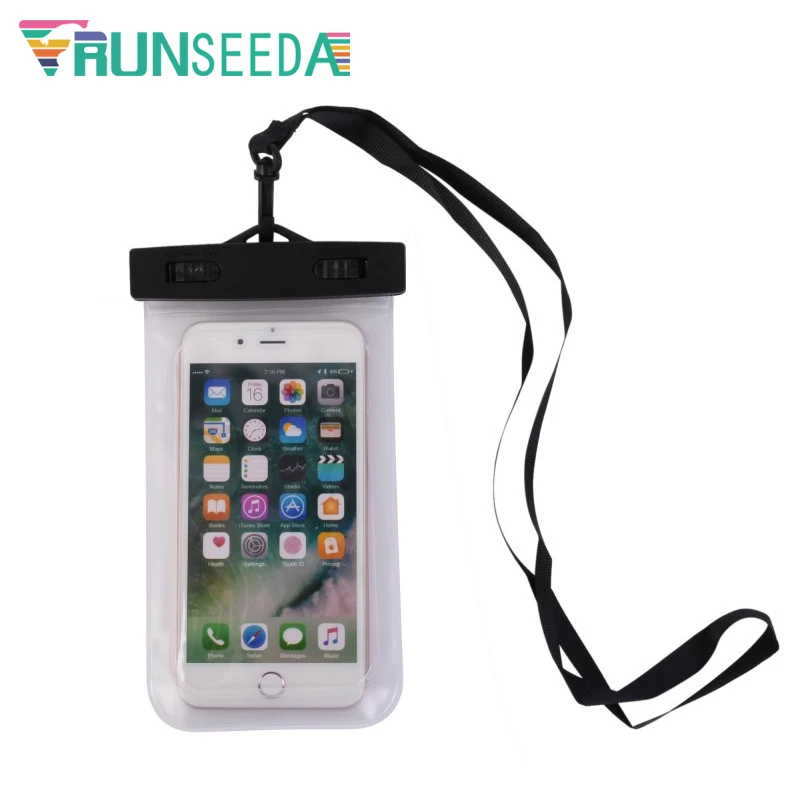 Runseeda Lanyard Swimming Bag Waterproof Mobile Phone Pouch Smartphone Sealed Pack Swimming Pool Beach On Sea Diving Storage Bag