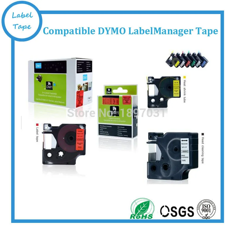 Free shipping high quality 5pcs/lot 12mm choose Colors Dymo D1 45010 45011 45012 45013 45014 Ribbon label Maker Dymo D1 Tape