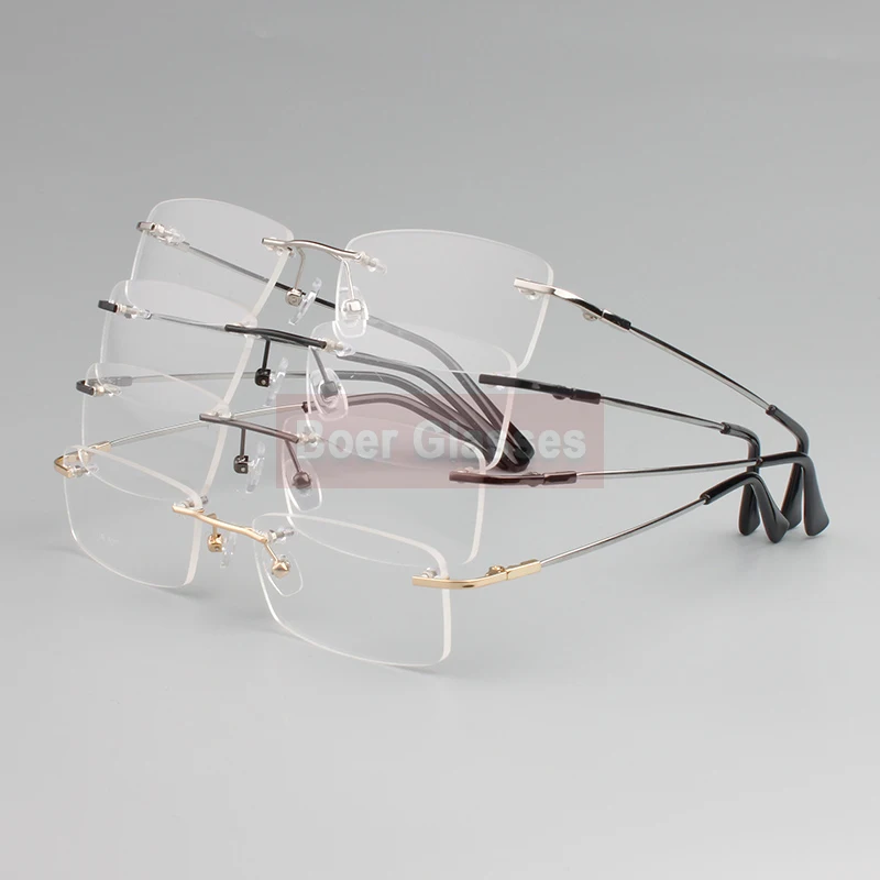 Rimless Glasses memory titanium flexible men's eyeglasses glasses prescription spectacle optical frame 8119 image 2
