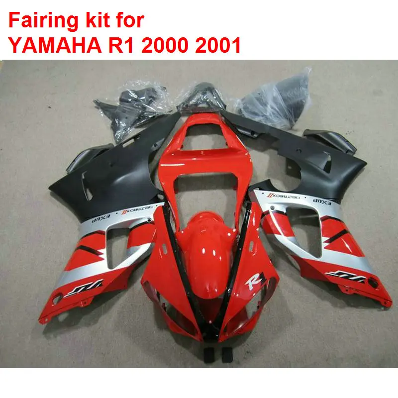 Full fairing kit ABS plastic fairing kit for Yamaha YZFR1 2000 2001 red black fairings set YZF R1 00 01 BA113