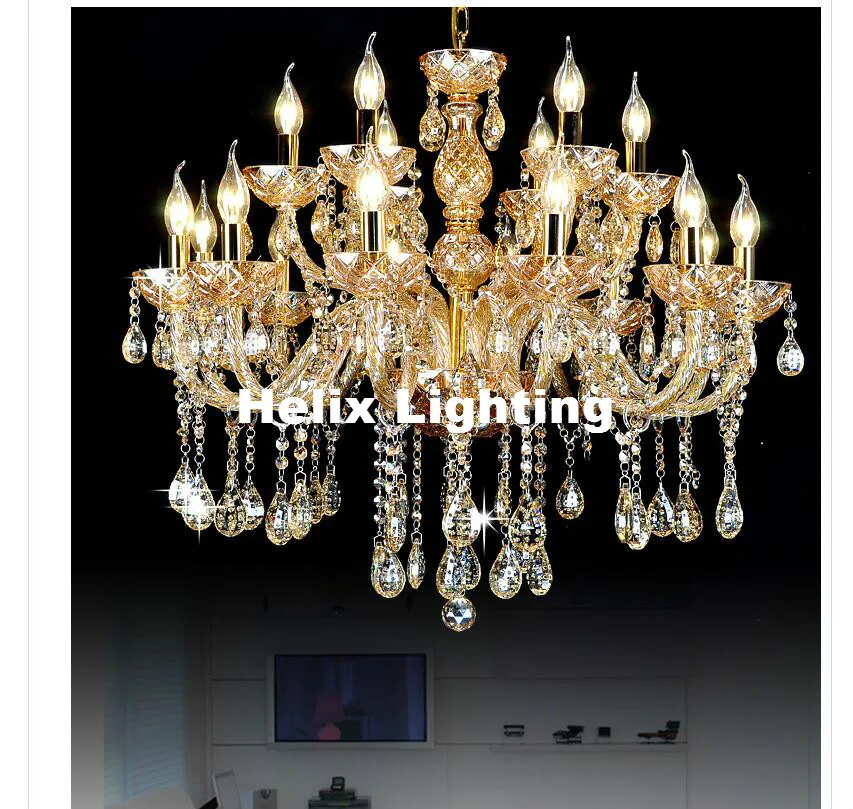 Champagne Golden Decora Modern Luxurious Export K9 Crystal Chandelier 6/8/10/15Arms Export Class A Indoor AC Crystal Chandeliers