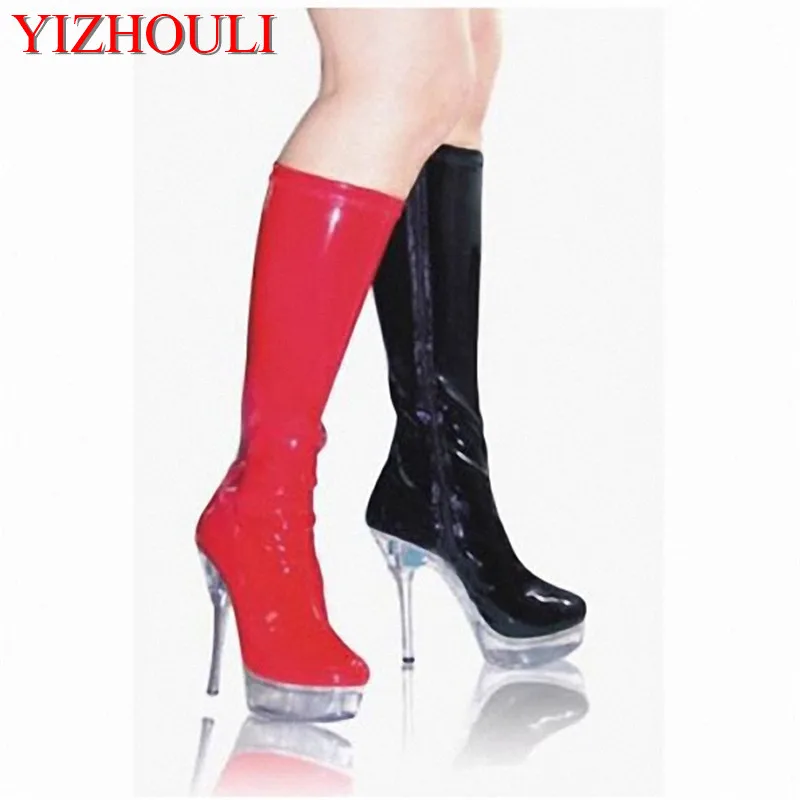 

15 cm high heel waterproof high boots in the high-grade diamond Big yards of shoes fashion crystal long boots