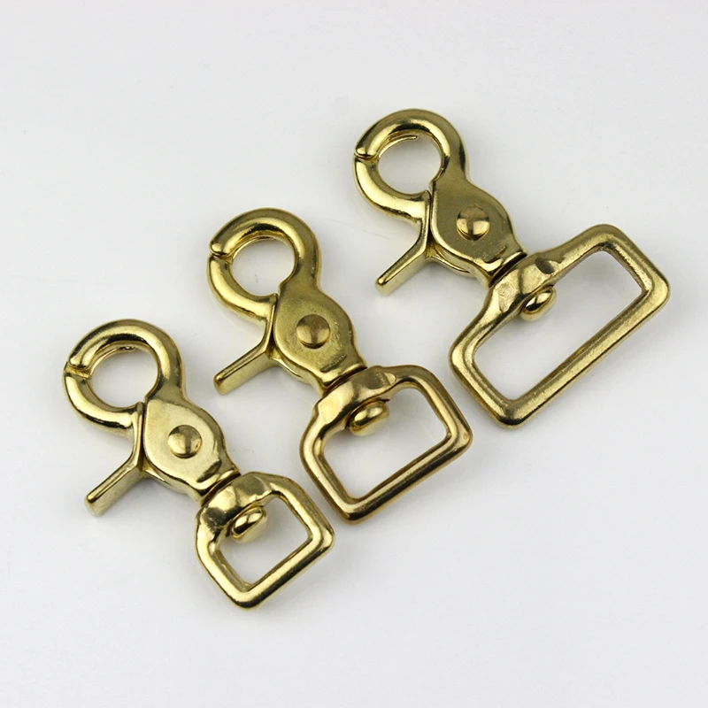 4 Pcs Brass Snap Hook Swivel Eye Lobster Claw Clasps Trigger Clip for Leather Craft Bag Purse Strap Belt Webbing Pet Leash Rope