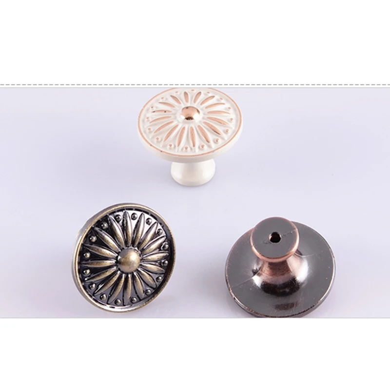 KAK Retro Red Bronze Kitchen Cabinet Knobs Cupboard Door Zinc Alloy Handles Vintage Wardrobe Furniture Handle Drawer Pulls