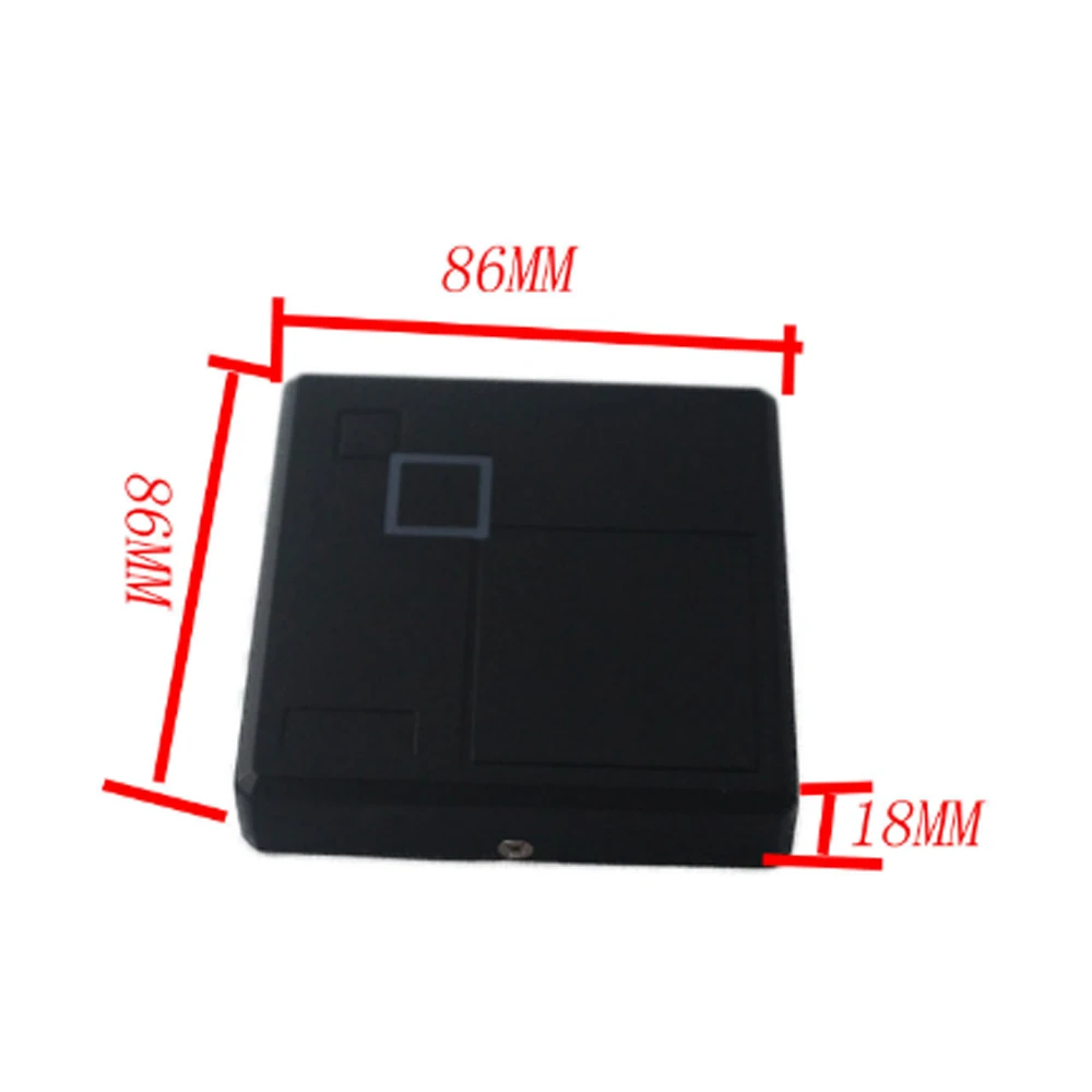 RFID 125KHZ WG26 Access Control card reader 86X86mm box access control reader +2 pcs crystal keyfobs