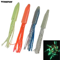 50pcs 50mm Luminous Soft Lure Silicone Octopus Squid Fishing Lures Glow Artificial Baits Skirt Lures