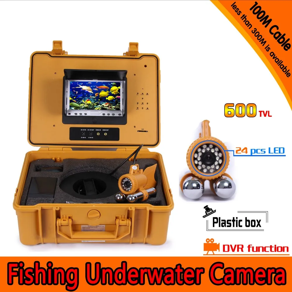 100Meters Depth Underwater Fishing Camera Kit with Dual Lead Bar & 7Inch Monitor with DVR Built-in & Yellow Hard Plastics Case