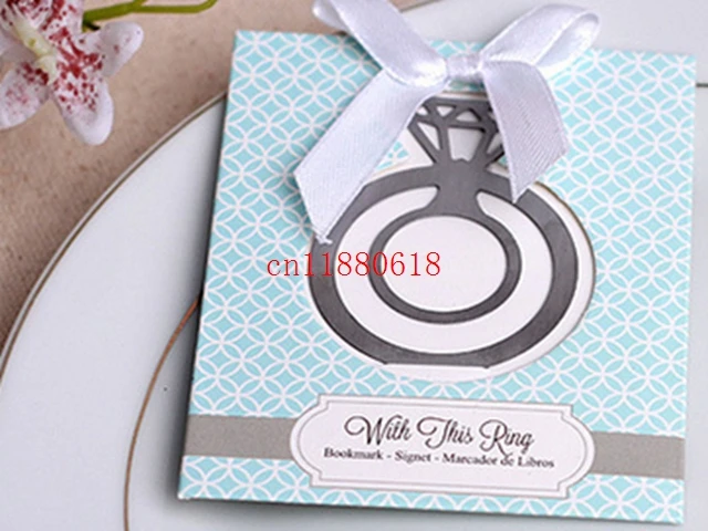 100pcs/lot DHL Fedex Free shipping Unique wedding favors and gifts of Engagement Ring Bookmark Bridal Favors For Party Gifts